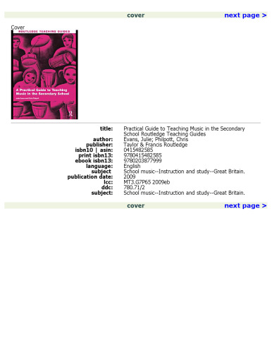 A Practical Guide to Teaching Music in the Secondary School (Routledge Teaching Guides)