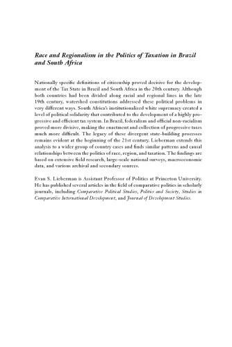 Race and Regionalism in the Politics of Taxation in Brazil and South Africa