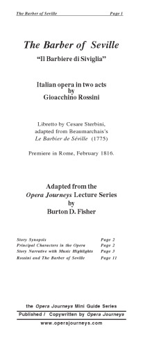 The Barber of Seville (The Opera Journeys Mini Guide Series)