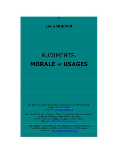 RUDIMENTS:MORALE et USAGES