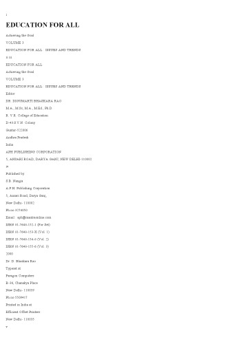 Education for all: Achieving the goal (Education for all : issues and trends)