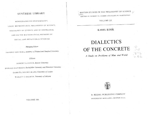 Dialectics of the Concrete: A Study on Problems of Man and World