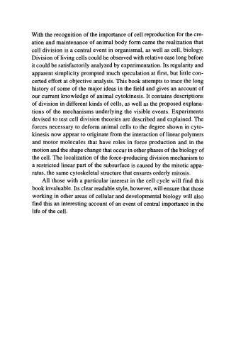 Cytokinesis in Animal Cells (Developmental and Cell Biology Series)