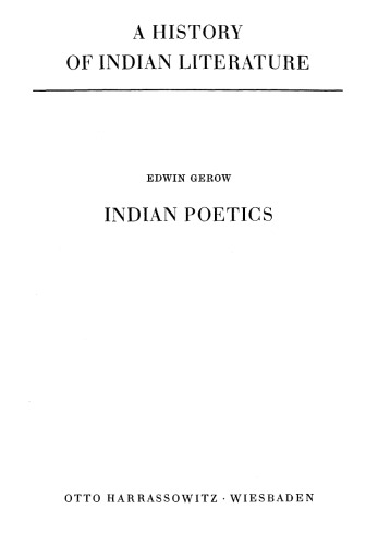 A History of Indian Literature - Vol. V: Scientific and Technical Literature (Part II) - Fasc. 3: Indian Poetics