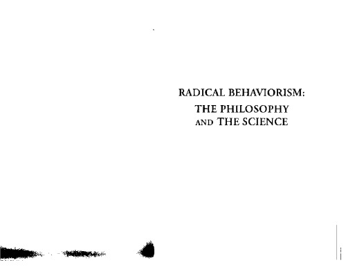 Radical Behaviorism: The Philosophy and the Science