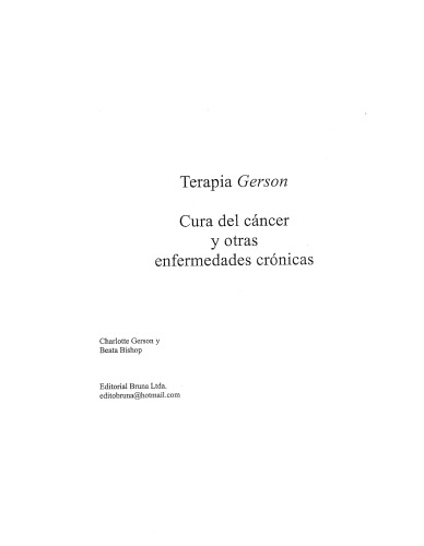 Terapia Gerson Cura del Cancer y Otras Enfermedades Cronicas