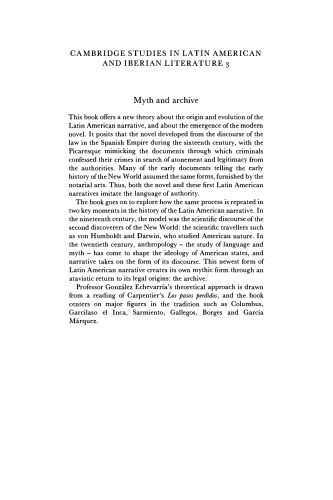 Myth and Archive: A Theory of Latin American Narrative