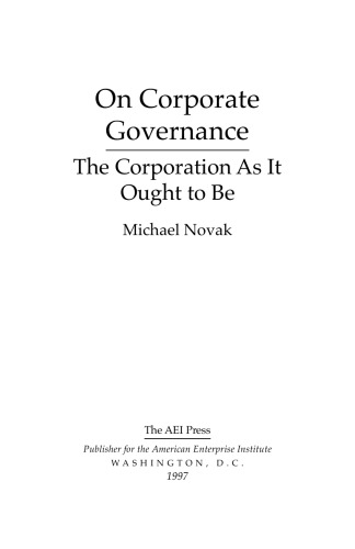 On Corporate Governance (Pfizer Lecture Series)