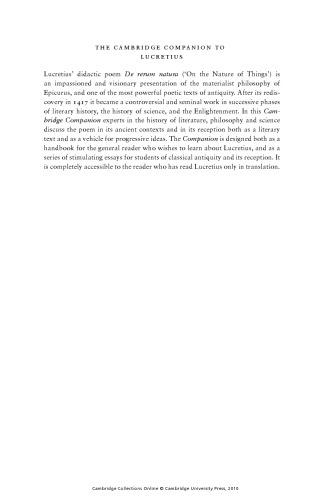 The Cambridge Companion to Lucretius (Cambridge Companions to Literature)