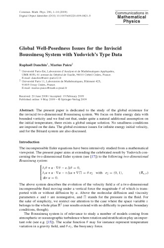 Communications In Mathematical Physics - Volume 290
