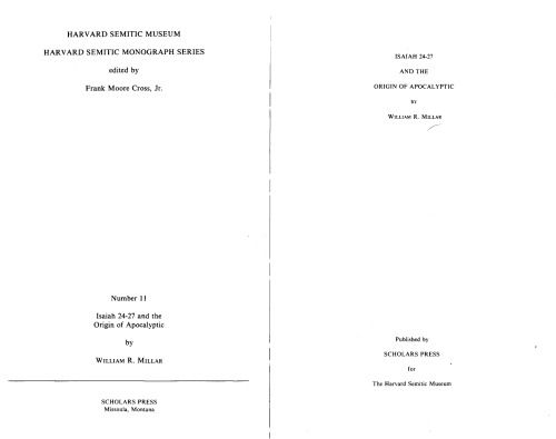 Isaiah 24-27 and the Origin of Apocalyptic (Harvard Semitic Monographs, No. 11.)