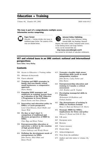VET and related isues in an SME context: national and international perspectives