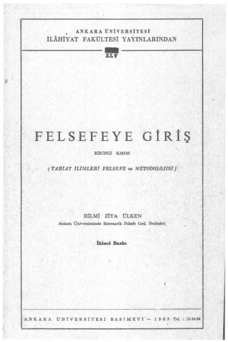 Felsefeye Giriş Birinci Kısım (Tabiat İlimleri Felsefe ve Metodolojisi)