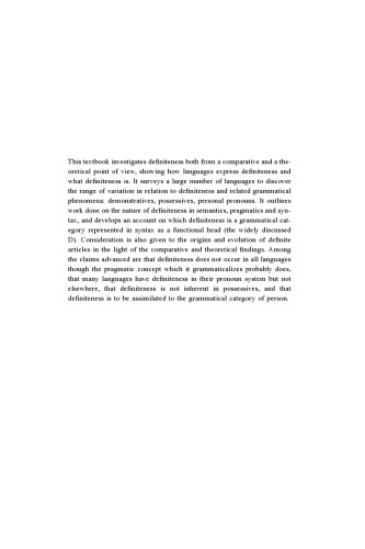 Definiteness (Cambridge Textbooks in Linguistics)