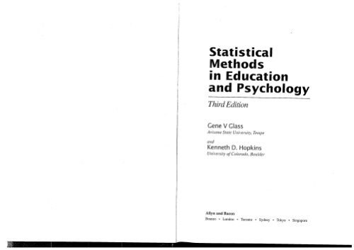 Statistical Methods in Education and Psychology, Third Edition