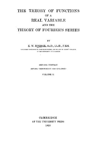 The theory of functions of a real variable and the theory of Fourier's series