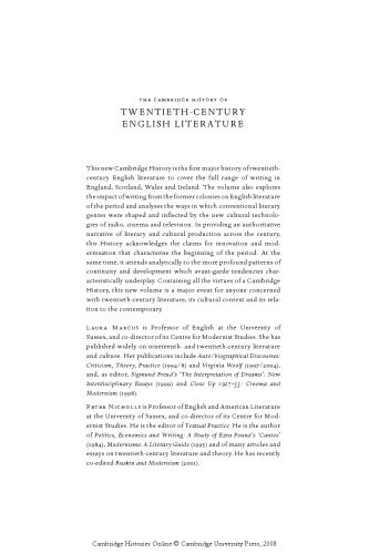 The Cambridge History of Twentieth-Century English Literature (The New Cambridge History of English Literature)