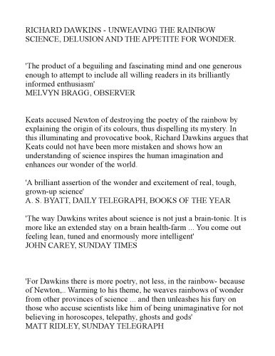 Unweaving the Rainbow: Science, Delusion and the Appetite for Wonder