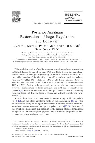 Dental Materials, An Issue of Dental Clinics (The Clinics: Dentistry)