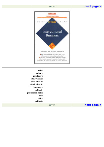 Intercultural Business (Barron's Business Success Guides)