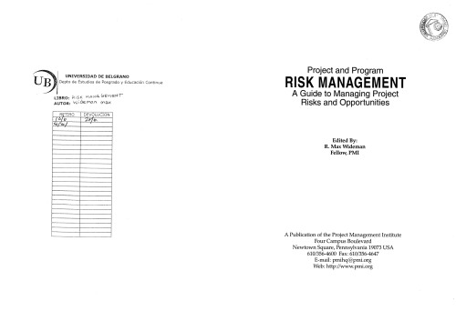 Project and Program Risk Management: A Guide to Managing Project Risks and Opportunities (PMBOK Handbooks)