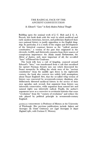 The Radical Face of the Ancient Constitution: St Edward's 'Laws' in Early Modern Political Thought