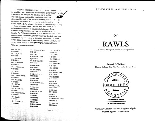 On Rawls (Wadsworth Notes)