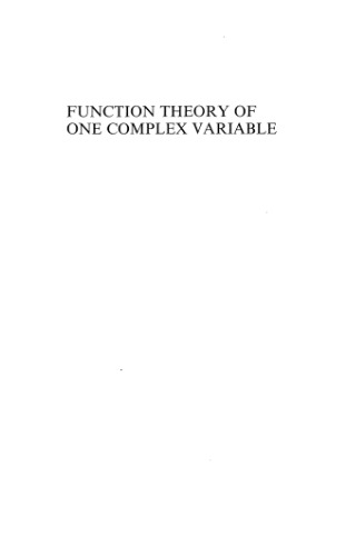 Function Theory of One Complex Variable