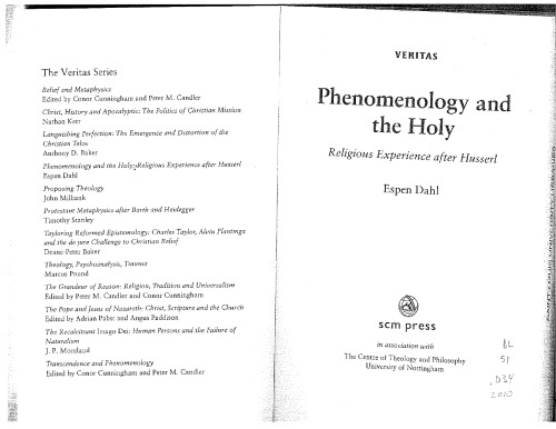 Phenomenology and the Holy (Veritas)