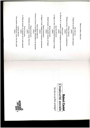 L'Insecurité sociale : Qu'est-ce qu'être protégé ?