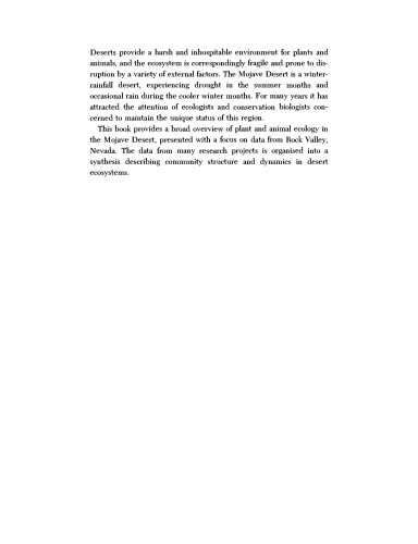 Ecological Communities and Processes in a Mojave Desert Ecosystem: Rock Valley, Nevada