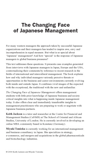 The Changing Face of Japanese Management (Working in Asia)