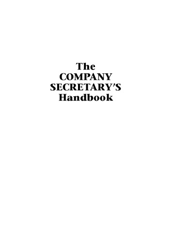 The Company Secretary's Handbook: A Guide to the Duties and Responsibilities