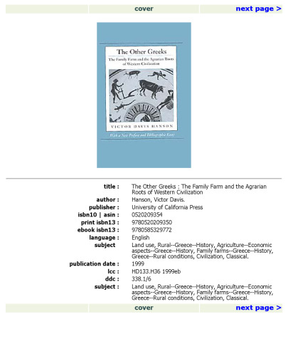 The Other Greeks: The Family Farm and the Agrarian Roots of Western Civilization