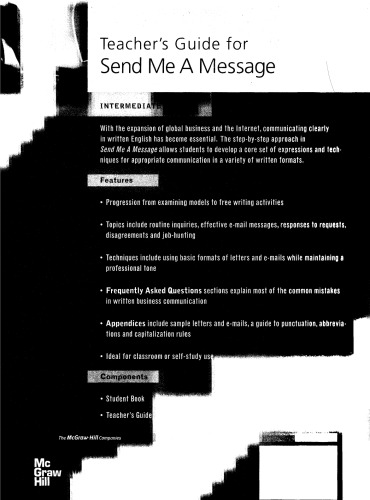 Teacher's Guide for Send Me a Message: A step-by-step Approach to Business and Professional Writing (Teacher's Guide)