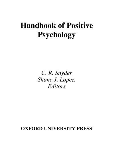 Handbook of Positive Psychology
