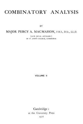 Combinatory Analysis - Volume 2