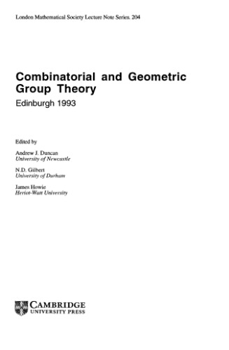 Combinatorial and Geometric Group Theory, Edinburgh 1993