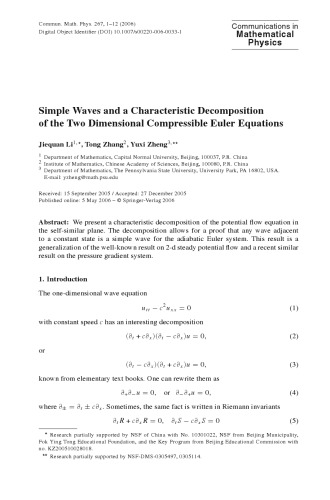 Communications In Mathematical Physics - Volume 267
