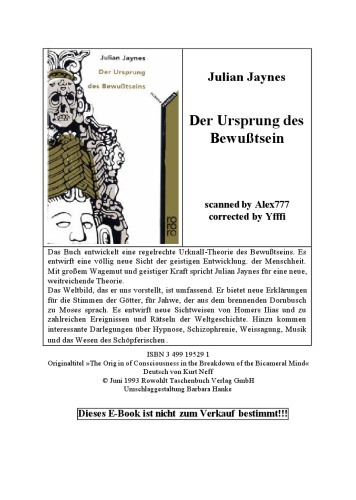 Der Ursprung des Bewußtseins