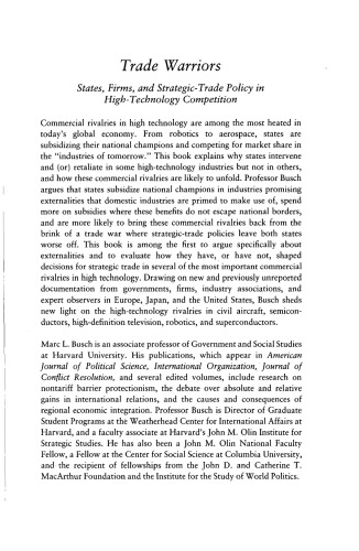 Trade Warriors: States, Firms, and Strategic-Trade Policy in High-Technology Competition