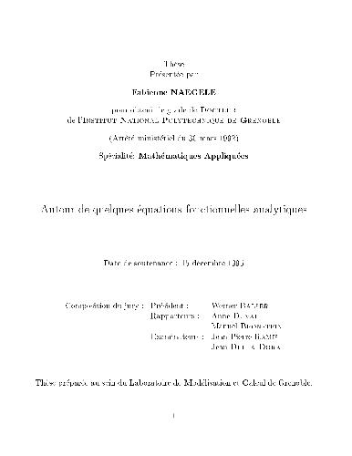 Equations fonctionelles analytiques