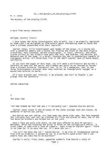 The Mystery of the Blazing Cliffs  (Three Investigators, No 32)