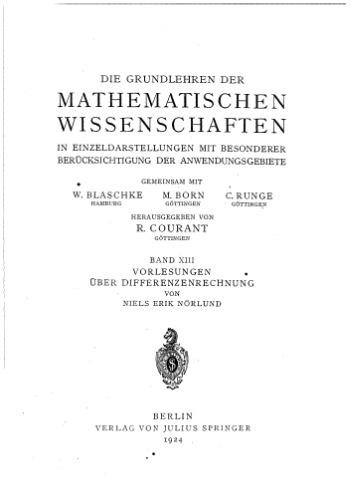 Vorlesungen über Differenzenrechnung