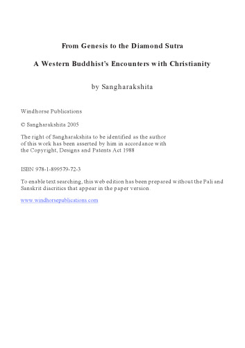 From Genesis to the Diamond Sutra: A Western Buddhist's encounters with Christianity