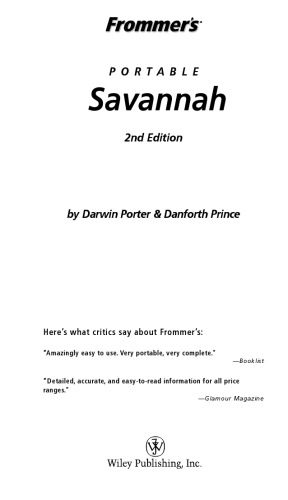 Frommer's Portable Savannah  (2005) (Frommer's Portable)