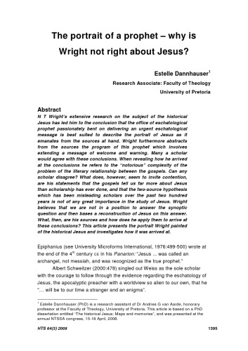 The portrait of a prophet – why is Wright not right about Jesus?