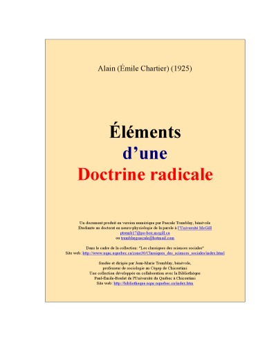 Elements d'une doctrine radicale
