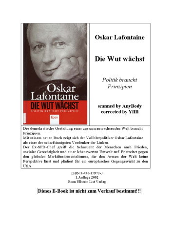 Die Wut wächst. Politik braucht Prinzipien  GERMAN