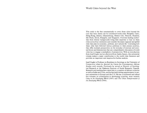 World Cities beyond the West: Globalization, Development and Inequality